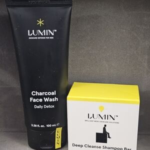 Lumin Set For Men, Charcoal Face Wash And Deep Cleanse Shampoo Bar